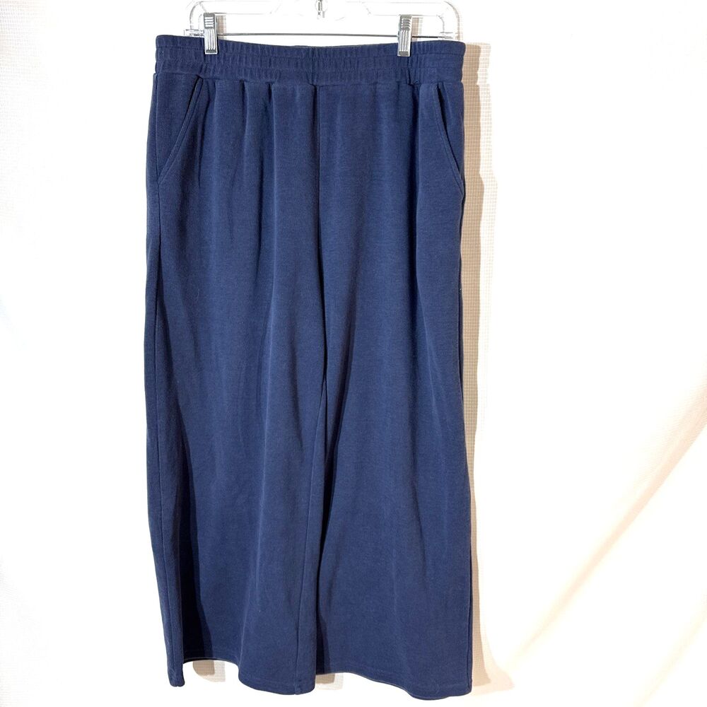 Anrabess Women’s Navy Blue Flare Leg Lounge Knit Sweatpants Casual - XL